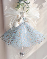 Load image into Gallery viewer, florialice handmade christmas fairy angel decoration one-of-a-kind heirloom holiday gift blue sparkly fairy
