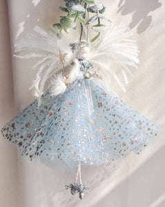 florialice handmade christmas fairy angel decoration one-of-a-kind heirloom holiday gift blue sparkly fairy