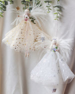 Load image into Gallery viewer, two florialice fairies flying at christmas, handmade to order, beautiful christmas present
