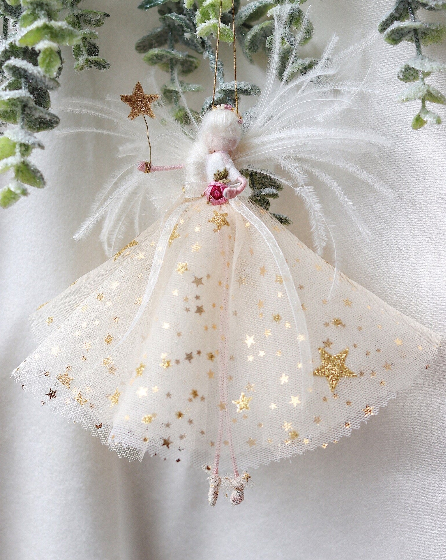 magical handmade christmas fairy decoration, one of a kind heriloom gift, libertys decoration, cottage core, high quality present