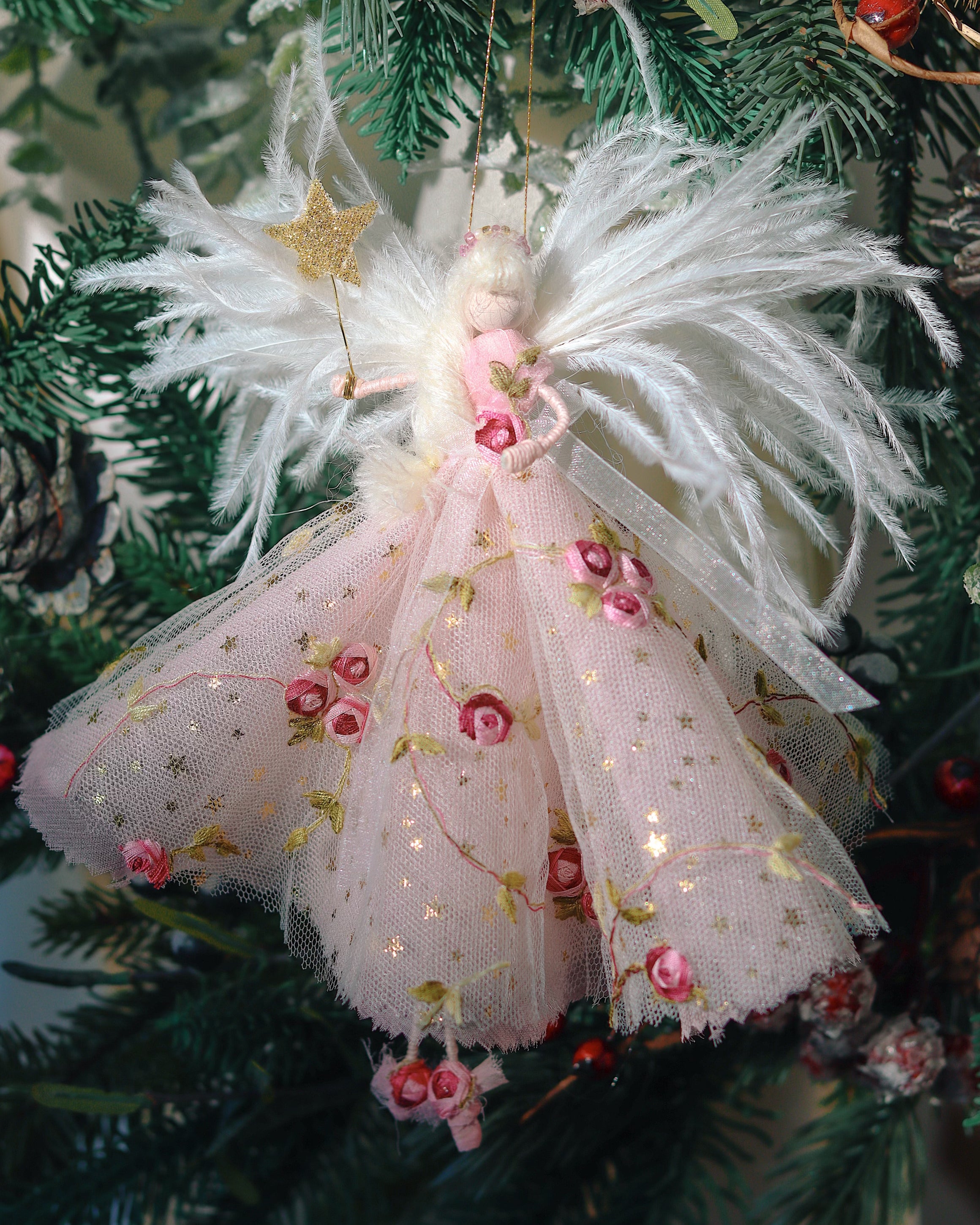 Mini Angel Tree Topper, Fairy Tree Topper, White Christmas Angel