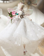 Load image into Gallery viewer, The Florialice Fairy Bride is a unique, one-of-a-kind product, handmade by a bridal designer from all her cherished fabrics. It is an item to treasure, a special family heirloom. As each fairy is handmade and unique.
